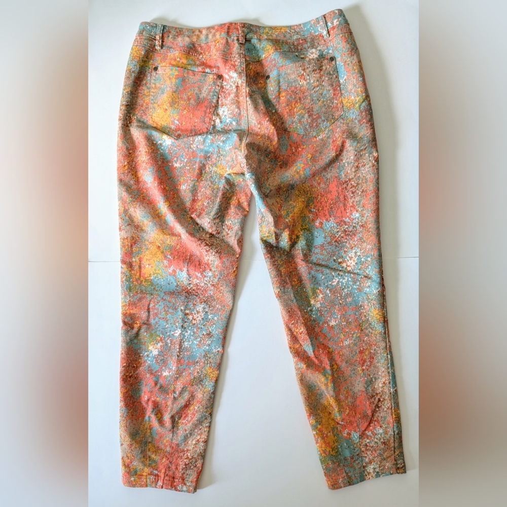 Peruvian Connection Abstract Watercolor Splatter Women's Pants Size 12 - Picture 2 of 7
